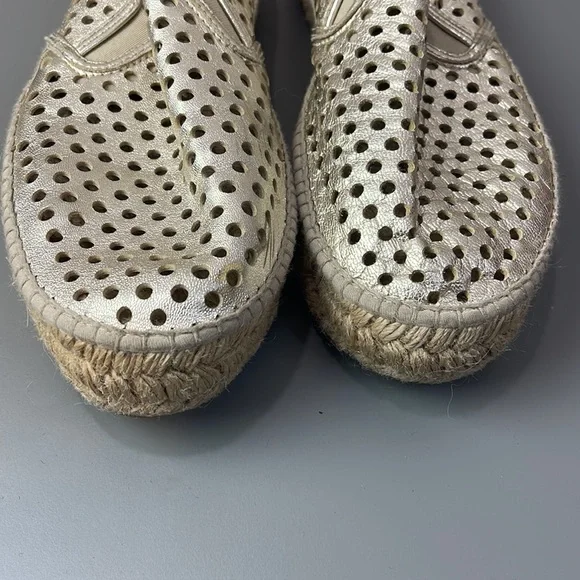 LOEFFLER RANDAL GOLD PERFORATED ESPADRILLES - Picture 6 of 7